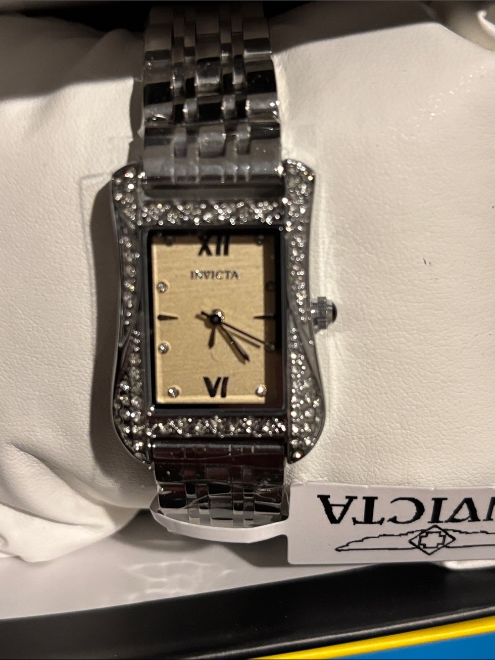 Invicta Women's Silver Bracelet Watch with Champagne Dial and Crystal Accents